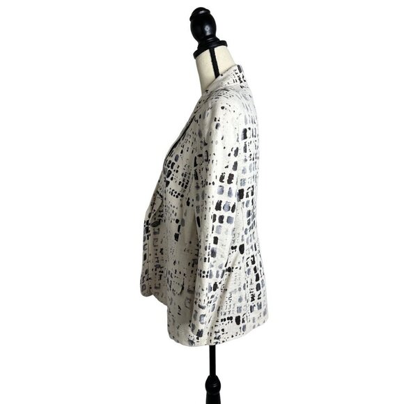 Coldwater Creek Blazer White Linen Cotton Black Pattern Button Front Lined 16 - Picture 7 of 9